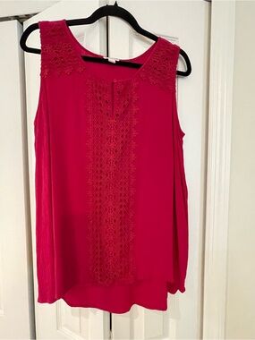 Westport Hot Pink Lace-Trim Sleeveless Camisole